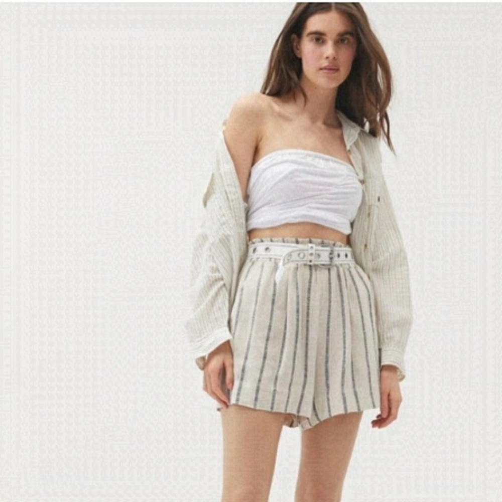 𝅺Urban Outfitters JOSIE LINEN‎ Striped Pull-On Short